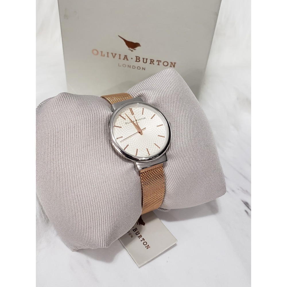 Olivia Burton The Hackney OB15TH18 silver tone and rose gold chain strap dainty